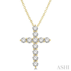 3 Ctw Latin Cross Round Cut Diamond Pendant With Chain in 14K Yellow Gold 3 Ctw Latin Cross Round Cut Diamond Pendant With Chain in 14K Yellow Gold
