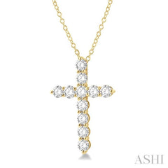 3 Ctw Latin Cross Round Cut Diamond Pendant With Chain in 14K Yellow Gold 3 Ctw Latin Cross Round Cut Diamond Pendant With Chain in 14K Yellow Gold