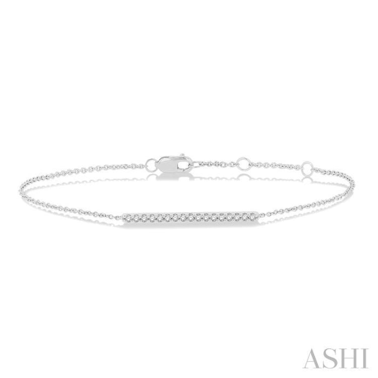 1/6 Ctw Round Cut Diamond Petite Bar Bracelet in 10K White Gold 1/6 Ctw Round Cut Diamond Petite Bar Bracelet in 10K White Gold