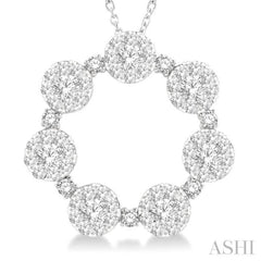 2 Ctw 7 Lovebright Circular Round Cut Diamond Pendant in 14K White Gold with Chain 2 Ctw 7 Lovebright Circular Round Cut Diamond Pendant in 14K White Gold with Chain