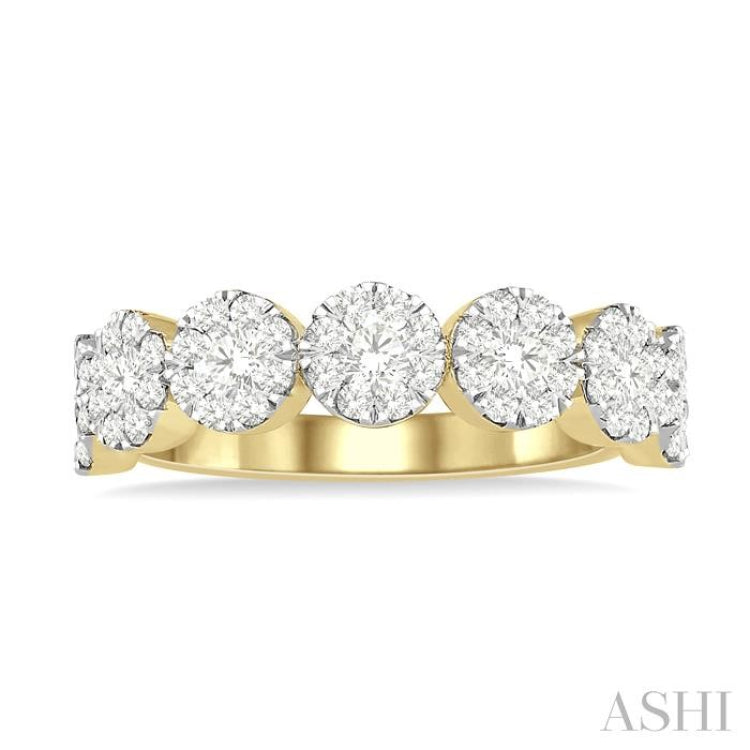 3/4 Ctw Jointed Circular Mount Lovebright Diamond Cluster Band in 14K Yellow and White Gold 3/4 Ctw Jointed Circular Mount Lovebright Diamond Cluster Band in 14K Yellow and White Gold