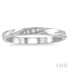 1/10 Ctw Pod Shape Grooves Round Cut Diamond Stackable Band in 14K White Gold 1/10 Ctw Pod Shape Grooves Round Cut Diamond Stackable Band in 14K White Gold