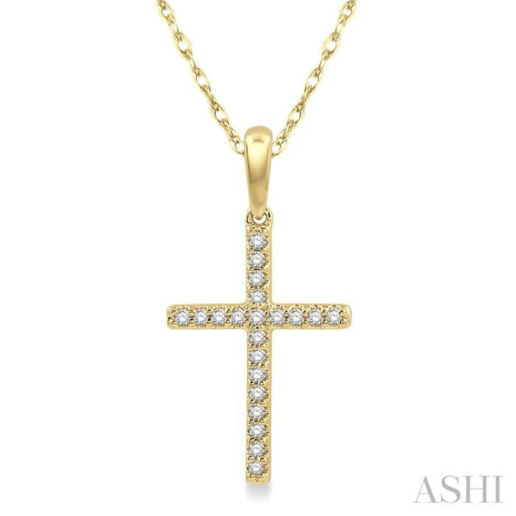1/10 Ctw Cross Charm Petite Round Cut Diamond Fashion Pendant in 10K Yellow Gold with chain 1/10 Ctw Cross Charm Petite Round Cut Diamond Fashion Pendant in 10K Yellow Gold with chain
