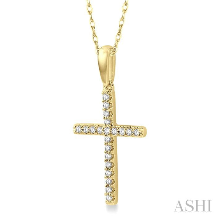 1/10 Ctw Cross Charm Petite Round Cut Diamond Fashion Pendant in 10K Yellow Gold with chain 1/10 Ctw Cross Charm Petite Round Cut Diamond Fashion Pendant in 10K Yellow Gold with chain