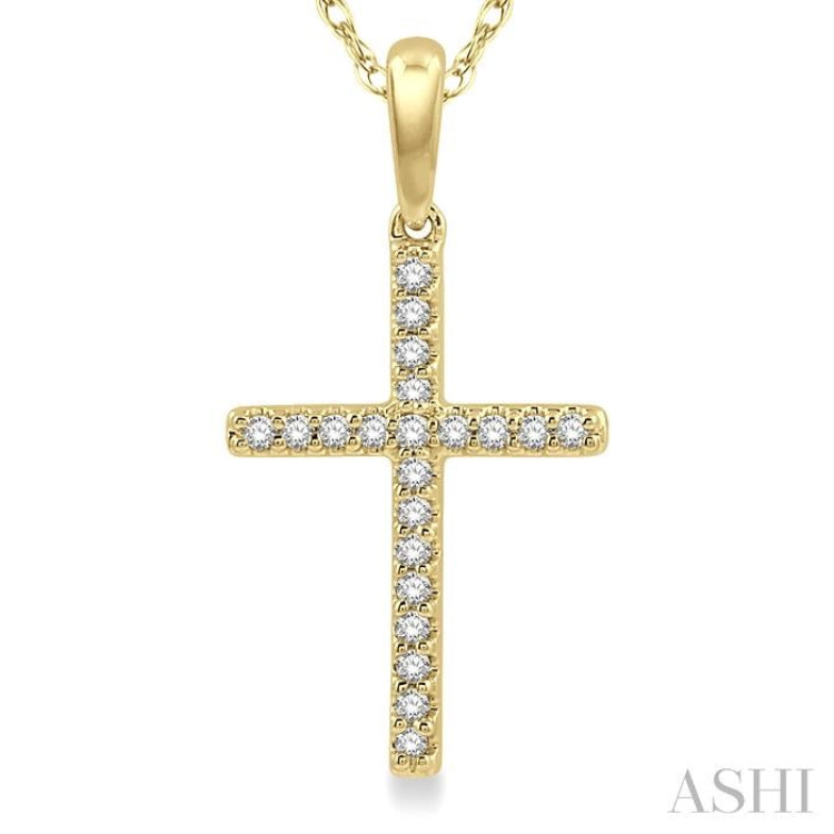 1/10 Ctw Cross Charm Petite Round Cut Diamond Fashion Pendant in 10K Yellow Gold with chain 1/10 Ctw Cross Charm Petite Round Cut Diamond Fashion Pendant in 10K Yellow Gold with chain