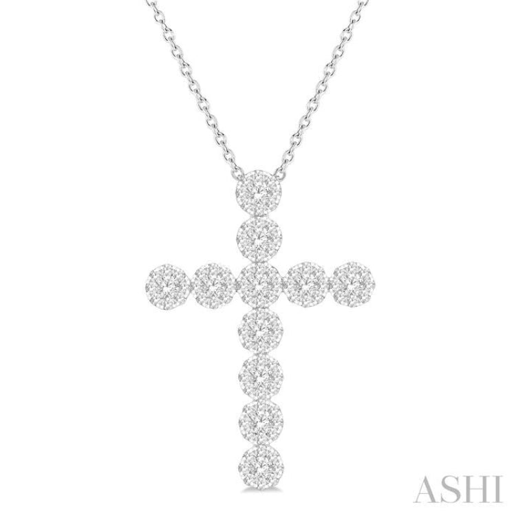 1 Ctw Lovebright Round Cut Diamond Cross Pendant in 14K White Gold with chain 1 Ctw Lovebright Round Cut Diamond Cross Pendant in 14K White Gold with chain