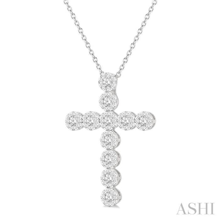 1 Ctw Lovebright Round Cut Diamond Cross Pendant in 14K White Gold with chain 1 Ctw Lovebright Round Cut Diamond Cross Pendant in 14K White Gold with chain
