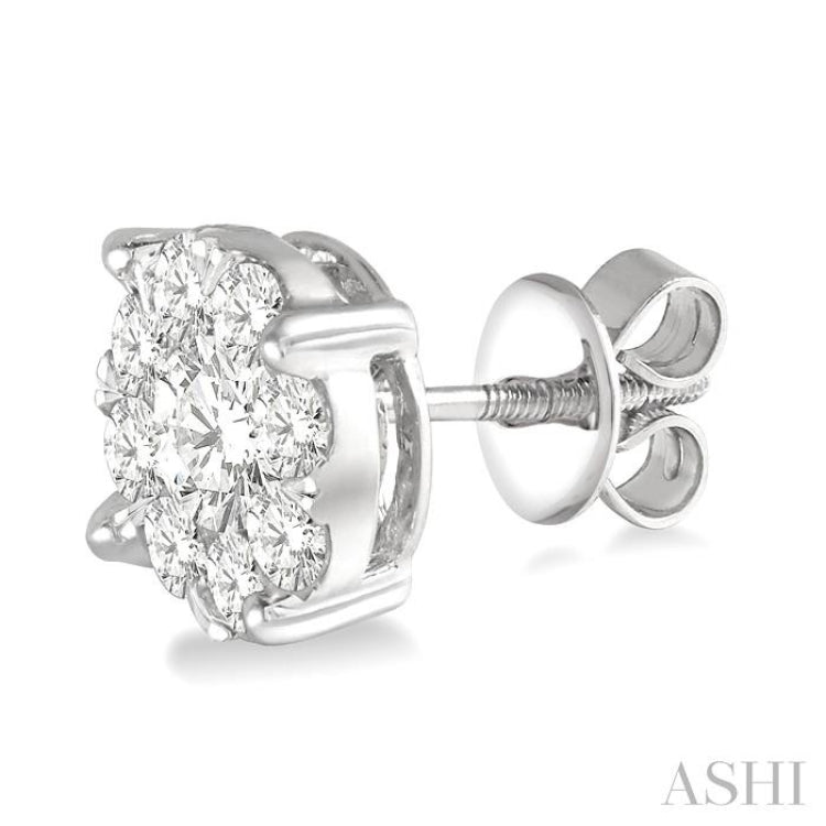 1 1/2 Ctw Lovebright Round Cut Diamond Stud Earrings in 14K White Gold 1 1/2 Ctw Lovebright Round Cut Diamond Stud Earrings in 14K White Gold