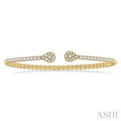 1 Ctw Pear Shape Round Cut Diamond Open Cuff Bangle in 14K Yellow Gold 1 Ctw Pear Shape Round Cut Diamond Open Cuff Bangle in 14K Yellow Gold