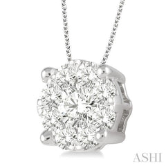 1 1/2 Ctw Lovebright Round Cut Diamond Pendant in 14K White Gold with Chain 1 1/2 Ctw Lovebright Round Cut Diamond Pendant in 14K White Gold with Chain