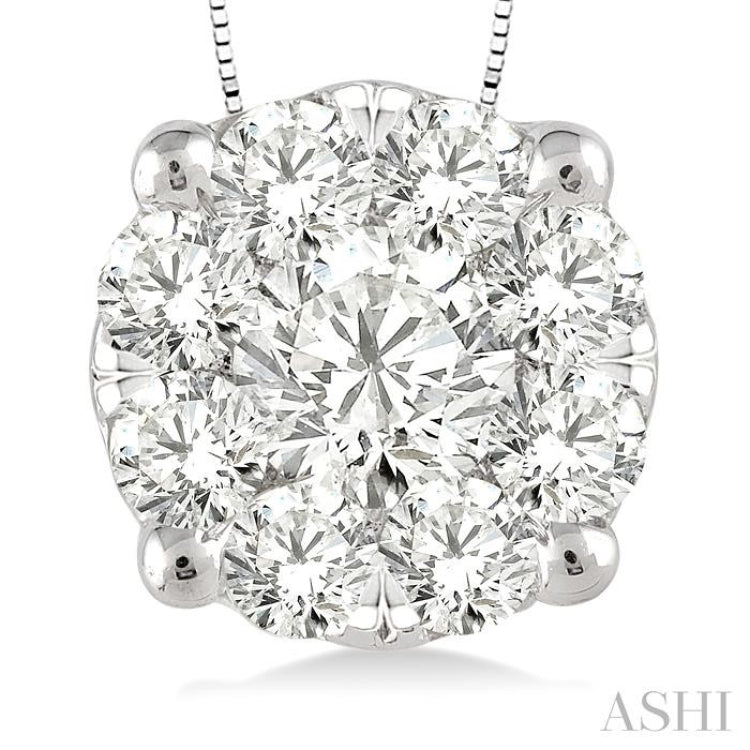 3/4 Ctw Lovebright Round Cut Diamond Pendant in 14K White Gold with Chain 3/4 Ctw Lovebright Round Cut Diamond Pendant in 14K White Gold with Chain