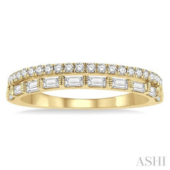 1/2 ctw Parallel Row Baguette and Round Cut Diamond Stackable Fashion Band in 14K Yellow Gold 1/2 ctw Parallel Row Baguette and Round Cut Diamond Stackable Fashion Band in 14K Yellow Gold