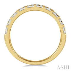 1/2 ctw Parallel Row Baguette and Round Cut Diamond Stackable Fashion Band in 14K Yellow Gold 1/2 ctw Parallel Row Baguette and Round Cut Diamond Stackable Fashion Band in 14K Yellow Gold