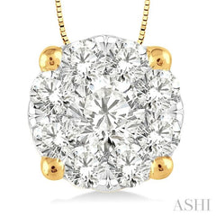 1/2 Ctw Lovebright Round Cut Diamond Pendant in 14K Yellow and White Gold with Chain 1/2 Ctw Lovebright Round Cut Diamond Pendant in 14K Yellow and White Gold with Chain