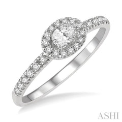 1/3 Ctw Oval Shape Round Cut Diamond Fashion Petite Ring with 1/6 Ct Oval Cut Center Stone in 14K White Gold 1/3 Ctw Oval Shape Round Cut Diamond Fashion Petite Ring with 1/6 Ct Oval Cut Center Stone in 14K White Gold