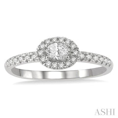 1/3 Ctw Oval Shape Round Cut Diamond Fashion Petite Ring with 1/6 Ct Oval Cut Center Stone in 14K White Gold 1/3 Ctw Oval Shape Round Cut Diamond Fashion Petite Ring with 1/6 Ct Oval Cut Center Stone in 14K White Gold