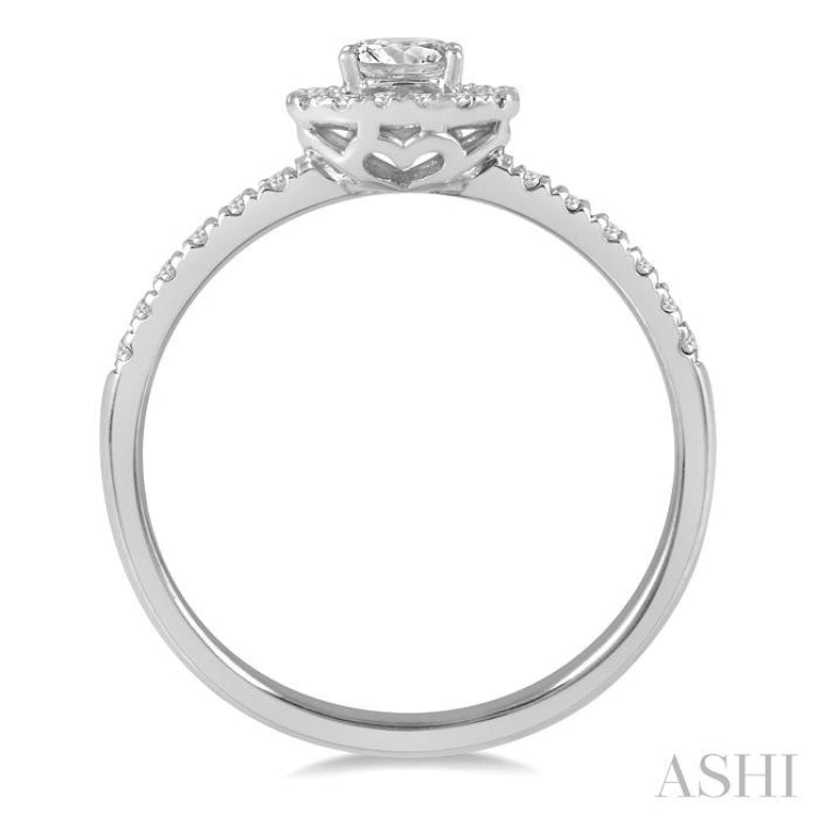1/3 Ctw Oval Shape Round Cut Diamond Fashion Petite Ring with 1/6 Ct Oval Cut Center Stone in 14K White Gold 1/3 Ctw Oval Shape Round Cut Diamond Fashion Petite Ring with 1/6 Ct Oval Cut Center Stone in 14K White Gold