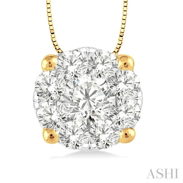 1/4 Ctw Lovebright Round Cut Diamond Pendant in 14K Yellow and White Gold with Chain 1/4 Ctw Lovebright Round Cut Diamond Pendant in 14K Yellow and White Gold with Chain