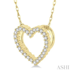 1/10 Ctw Round Cut Diamond Heart Pendant in 10K Yellow Gold with Chain 1/10 Ctw Round Cut Diamond Heart Pendant in 10K Yellow Gold with Chain