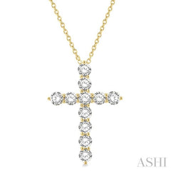 4 Ctw Round Cut Diamond Cross Pendant in 14K Yellow Gold with Chain 4 Ctw Round Cut Diamond Cross Pendant in 14K Yellow Gold with Chain