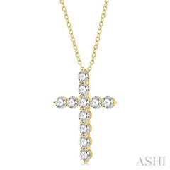 4 Ctw Round Cut Diamond Cross Pendant in 14K Yellow Gold with Chain 4 Ctw Round Cut Diamond Cross Pendant in 14K Yellow Gold with Chain