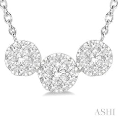1/2 Ctw 3-Stone Lovebright Round Cut Diamond Necklace in 14K White Gold 1/2 Ctw 3-Stone Lovebright Round Cut Diamond Necklace in 14K White Gold
