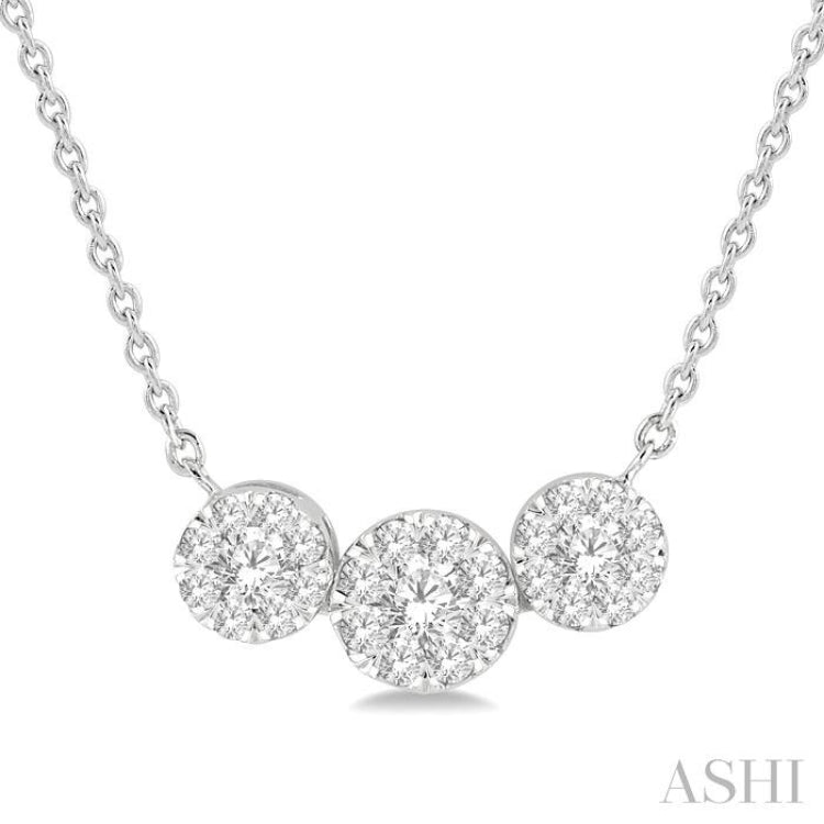 1/3 Ctw 3-Stone Lovebright Round Cut Diamond Necklace in 14K White Gold 1/3 Ctw 3-Stone Lovebright Round Cut Diamond Necklace in 14K White Gold