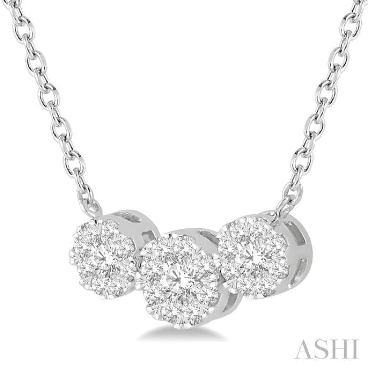 1/3 Ctw 3-Stone Lovebright Round Cut Diamond Necklace in 14K White Gold 1/3 Ctw 3-Stone Lovebright Round Cut Diamond Necklace in 14K White Gold