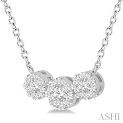 1/3 Ctw 3-Stone Lovebright Round Cut Diamond Necklace in 14K White Gold 1/3 Ctw 3-Stone Lovebright Round Cut Diamond Necklace in 14K White Gold