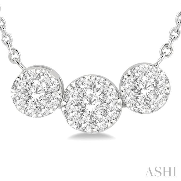 1/3 Ctw 3-Stone Lovebright Round Cut Diamond Necklace in 14K White Gold 1/3 Ctw 3-Stone Lovebright Round Cut Diamond Necklace in 14K White Gold