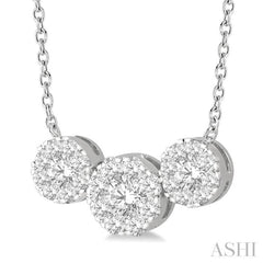 3/4 Ctw 3-Stone Lovebright Round Cut Diamond Necklace in 14K White Gold 3/4 Ctw 3-Stone Lovebright Round Cut Diamond Necklace in 14K White Gold