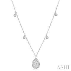 3/4 Ctw Pear Shape Lovebright Round Cut Diamond Necklace in 14K White Gold 3/4 Ctw Pear Shape Lovebright Round Cut Diamond Necklace in 14K White Gold