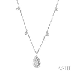 3/4 Ctw Pear Shape Lovebright Round Cut Diamond Necklace in 14K White Gold 3/4 Ctw Pear Shape Lovebright Round Cut Diamond Necklace in 14K White Gold