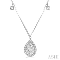 3/4 Ctw Pear Shape Lovebright Round Cut Diamond Necklace in 14K White Gold 3/4 Ctw Pear Shape Lovebright Round Cut Diamond Necklace in 14K White Gold