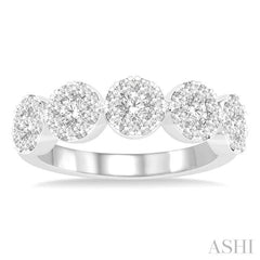 1 Ctw 5-Stone Lovebright Round Cut Diamond Band in 14K White Gold 1 Ctw 5-Stone Lovebright Round Cut Diamond Band in 14K White Gold