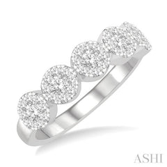 3/4 Ctw 5-Stone Lovebright Round Cut Diamond Band in 14K White Gold 3/4 Ctw 5-Stone Lovebright Round Cut Diamond Band in 14K White Gold