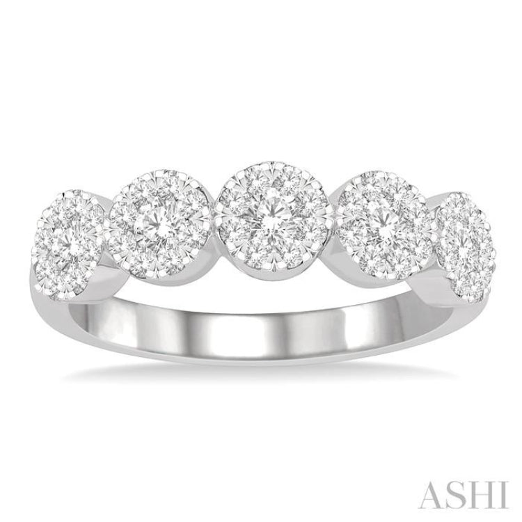 3/4 Ctw 5-Stone Lovebright Round Cut Diamond Band in 14K White Gold 3/4 Ctw 5-Stone Lovebright Round Cut Diamond Band in 14K White Gold