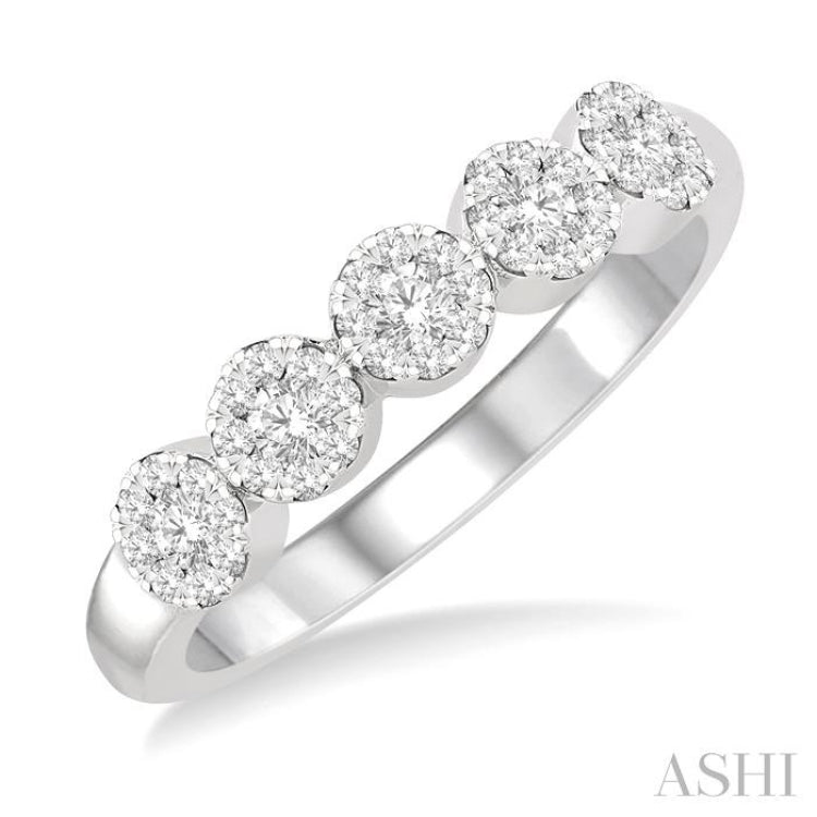 1/3 Ctw 5-Stone Lovebright Round Cut Diamond Band in 14K White Gold 1/3 Ctw 5-Stone Lovebright Round Cut Diamond Band in 14K White Gold