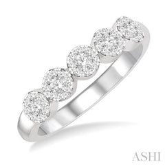 1/3 Ctw 5-Stone Lovebright Round Cut Diamond Band in 14K White Gold 1/3 Ctw 5-Stone Lovebright Round Cut Diamond Band in 14K White Gold