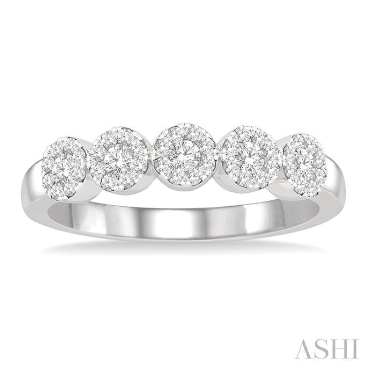 1/3 Ctw 5-Stone Lovebright Round Cut Diamond Band in 14K White Gold 1/3 Ctw 5-Stone Lovebright Round Cut Diamond Band in 14K White Gold