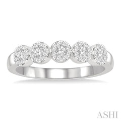 1/3 Ctw 5-Stone Lovebright Round Cut Diamond Band in 14K White Gold 1/3 Ctw 5-Stone Lovebright Round Cut Diamond Band in 14K White Gold