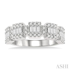 3/4 Ctw Baguette and Round Cut Diamond Fusion Ring in 14K White Gold 3/4 Ctw Baguette and Round Cut Diamond Fusion Ring in 14K White Gold