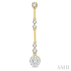 3/4 Ctw Tri-Section Lovebright Round Cut Diamond Bar Link Earrings in 14K Yellow and White Gold 3/4 Ctw Tri-Section Lovebright Round Cut Diamond Bar Link Earrings in 14K Yellow and White Gold