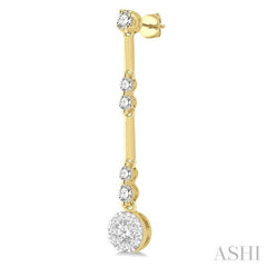 3/4 Ctw Tri-Section Lovebright Round Cut Diamond Bar Link Earrings in 14K Yellow and White Gold 3/4 Ctw Tri-Section Lovebright Round Cut Diamond Bar Link Earrings in 14K Yellow and White Gold