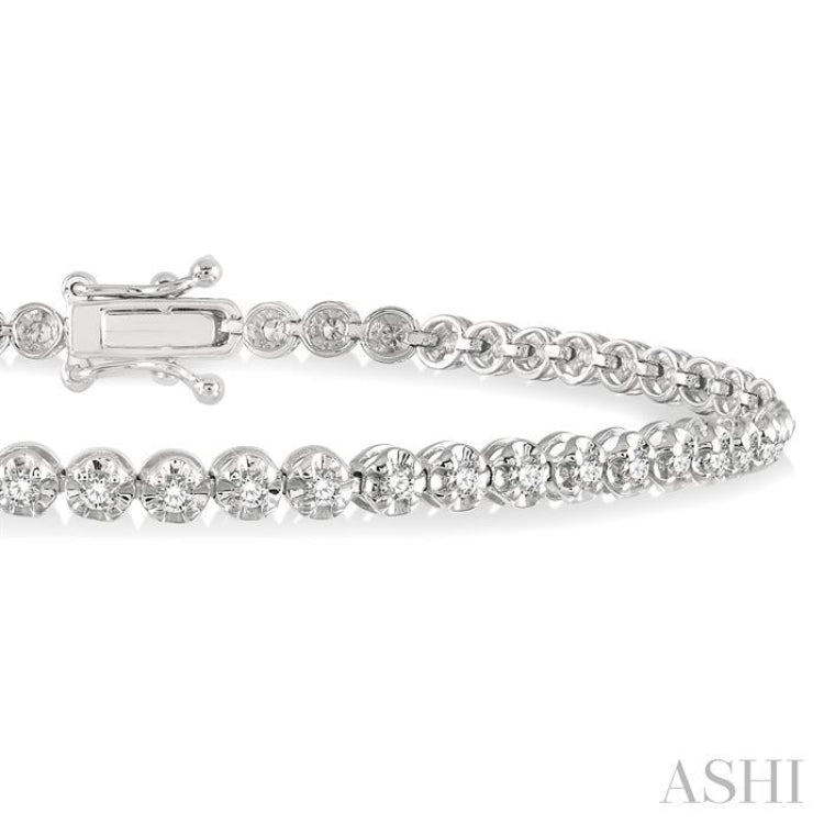 1 Ctw Round Cut Diamond Illusion Tennis Bracelet in 14K White Gold 1 Ctw Round Cut Diamond Illusion Tennis Bracelet in 14K White Gold