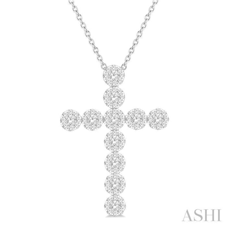 2 Ctw Lovebright Round Cut Diamond Cross Pendant in 14K White Gold with chain 2 Ctw Lovebright Round Cut Diamond Cross Pendant in 14K White Gold with chain