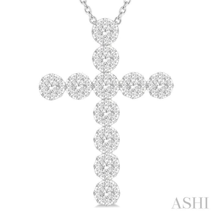 2 Ctw Lovebright Round Cut Diamond Cross Pendant in 14K White Gold with chain 2 Ctw Lovebright Round Cut Diamond Cross Pendant in 14K White Gold with chain