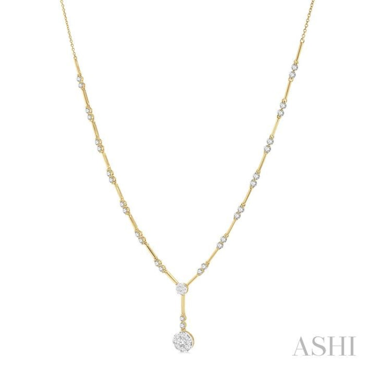 1 7/8 Ctw Circular Bar Link Lovebright Round Cut Diamond Necklace in 14K Yellow and White Gold 1 7/8 Ctw Circular Bar Link Lovebright Round Cut Diamond Necklace in 14K Yellow and White Gold