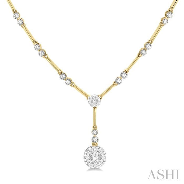1 7/8 Ctw Circular Bar Link Lovebright Round Cut Diamond Necklace in 14K Yellow and White Gold 1 7/8 Ctw Circular Bar Link Lovebright Round Cut Diamond Necklace in 14K Yellow and White Gold