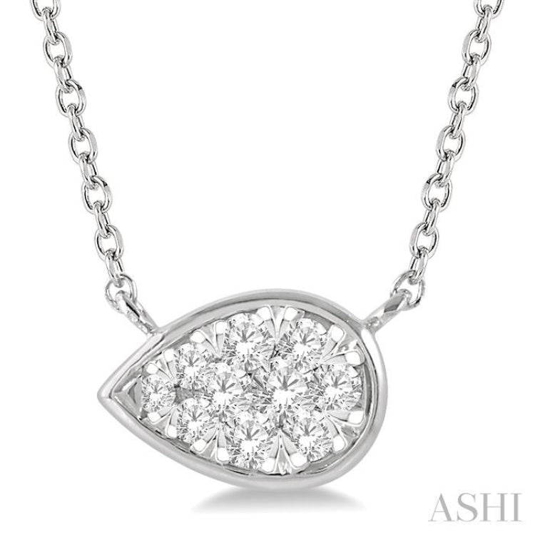 1/6 Ctw Pear Shape Lovebright Diamond Pendant With Chain in 14K White Gold 1/6 Ctw Pear Shape Lovebright Diamond Pendant With Chain in 14K White Gold